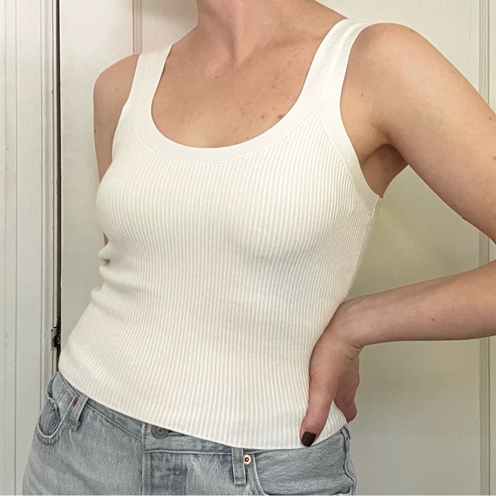 Abercrombie & Fitch Cream Ribbed Scoop Tank